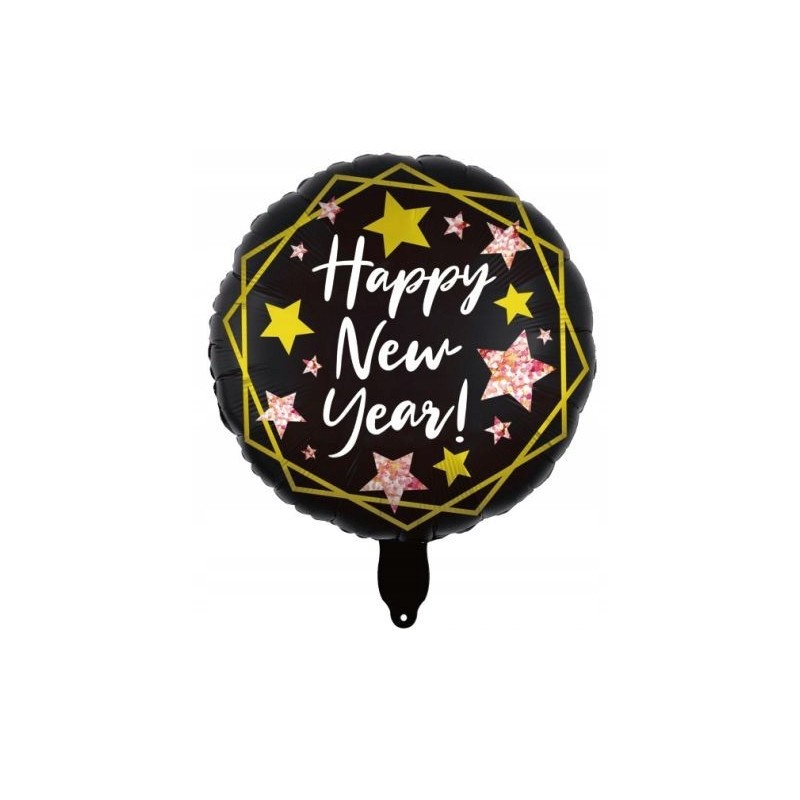 Balon okrągły 18 cali happy new year Nowy Rok