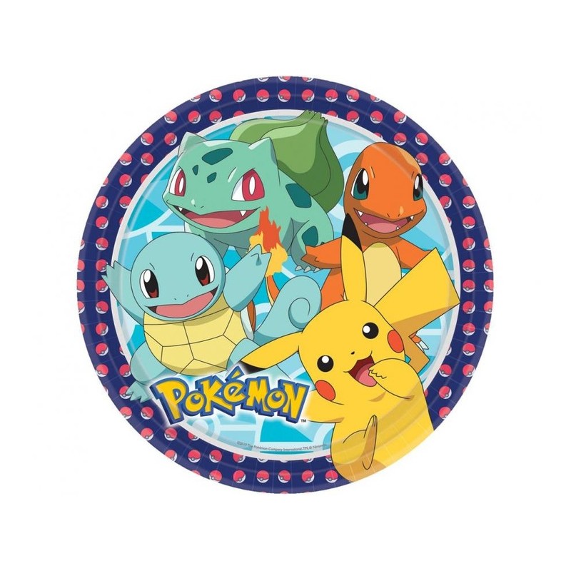 Talerzyki papierowe Pokemon, okrągłe 23 cm 8 szt