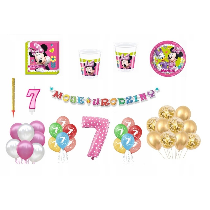 Zestaw Myszka Minnie 7 Urodziny Balony