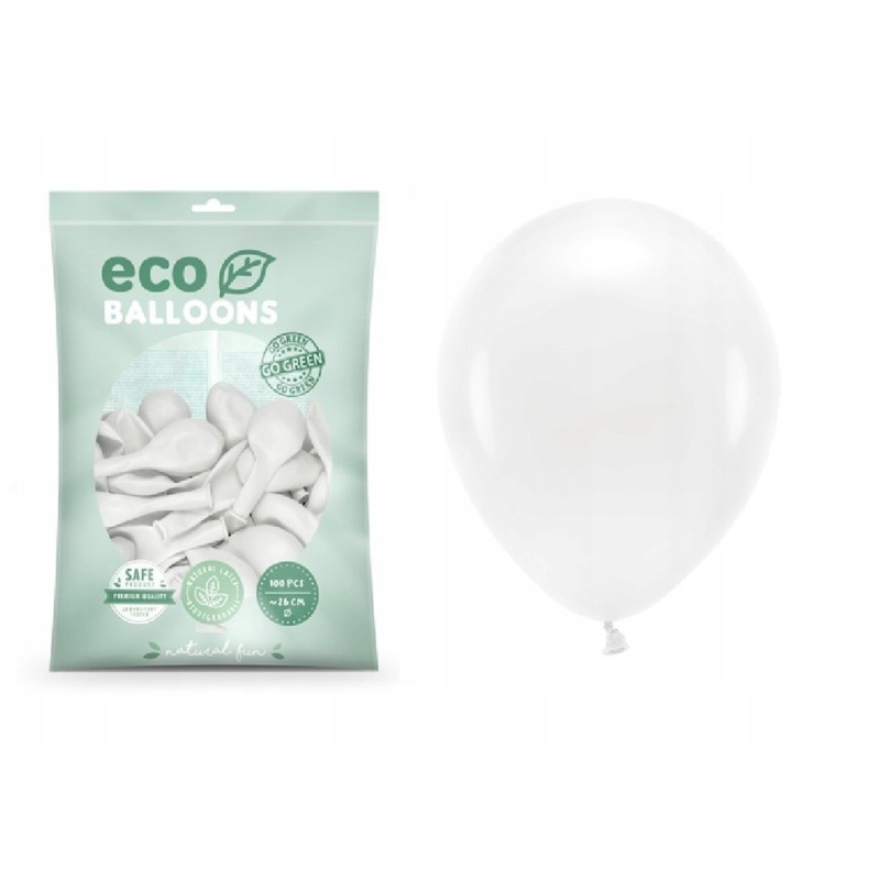 Balony Eco 26cm biały100 szt EKOLOGICZNE