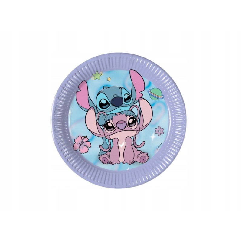 Talerzyki urodzinowe Stitch & Angel 20 cm 8 sztuk na urodziny - PROCOS