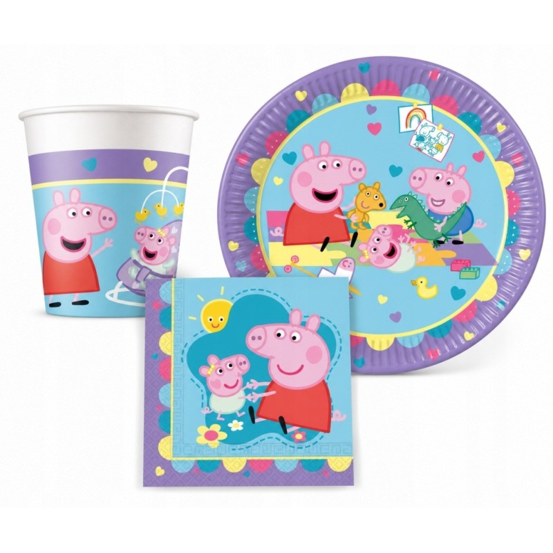 Zestaw Talerzyki + Kubeczki + Serwetki papierowe Świnka Peppa 36szt