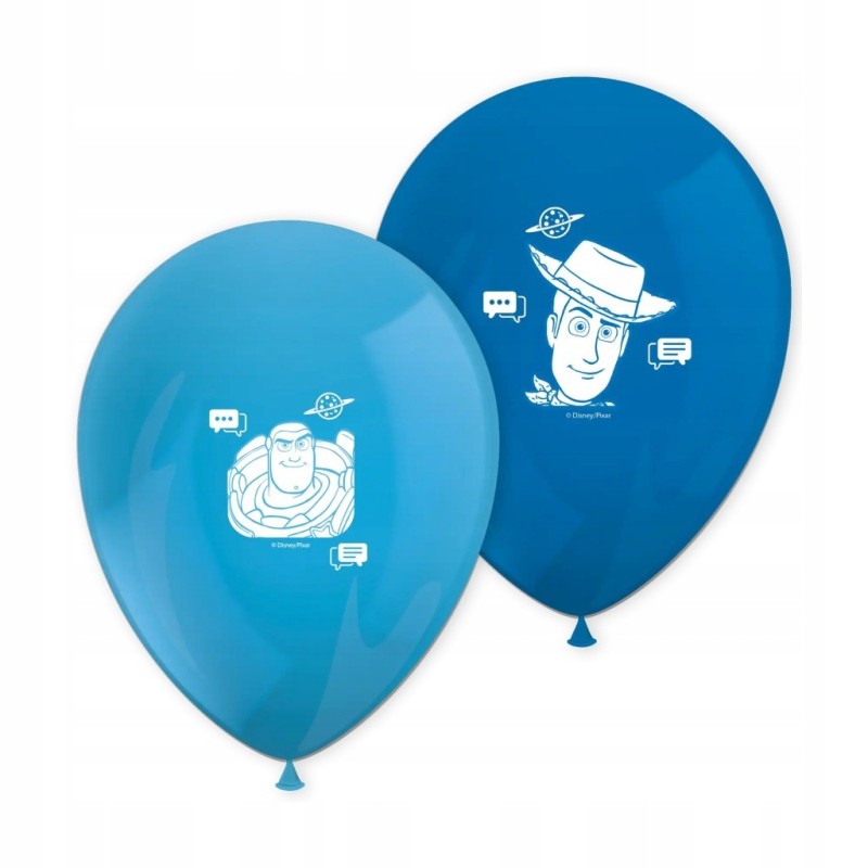 Balony urodzinowe lateksowe Toy Story duże niebieskie dekoracja 28cm 8szt