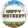 Talerzyki Papierowe PIXELE Gra Piksele Happy Birthday Urodziny 18cm 8szt.