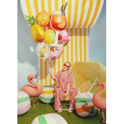 Balon foliowy Flaming, 65x67 cm, koralowy