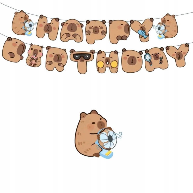 Girlanda Papierowa Kapibara Happy Birthday