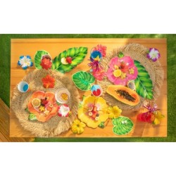 Talerzyki papierowe Tropikalne kwiaty 6 sztuk Aloha Hawaje Summer Lato A45
