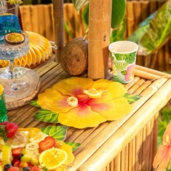 Talerzyki papierowe Tropikalne kwiaty 6 sztuk Aloha Hawaje Summer Lato A45