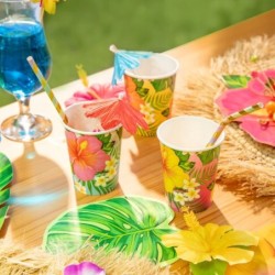 Kubeczki papierowe Tropikalne kwiaty 6 sztuk Aloha Hawaje Summer Lato A46