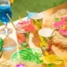 Zestaw Tropikalne kwiaty Aloha Hawaje Summer Lato Kubki Serwetki Talerzyki
