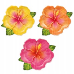 Zestaw Tropikalne kwiaty Aloha Hawaje Summer Lato Kubki Serwetki Talerzyki