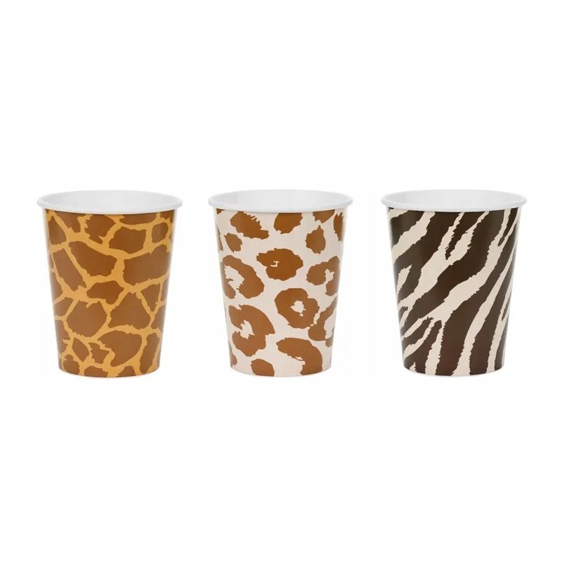 Kubeczki Safari cętki, 220 ml, mix