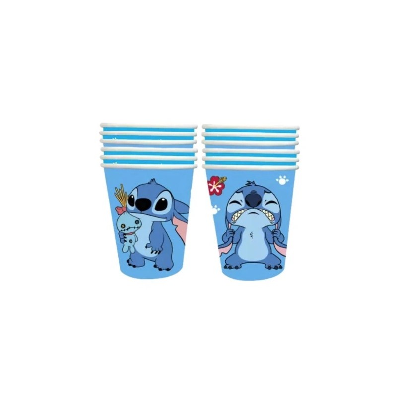 Papierowe kubeczki Lilo & Stitch – 10 szt. | Niebieskie z motywem Stitcha