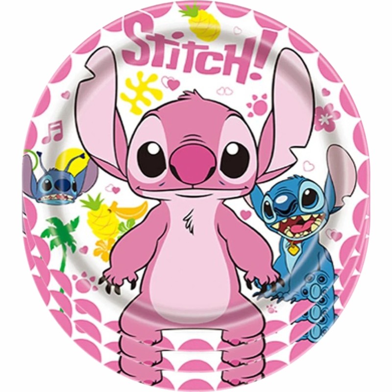 Talerzyki papierowe Stitch różowy – 10 szt. 18 cm nr 6