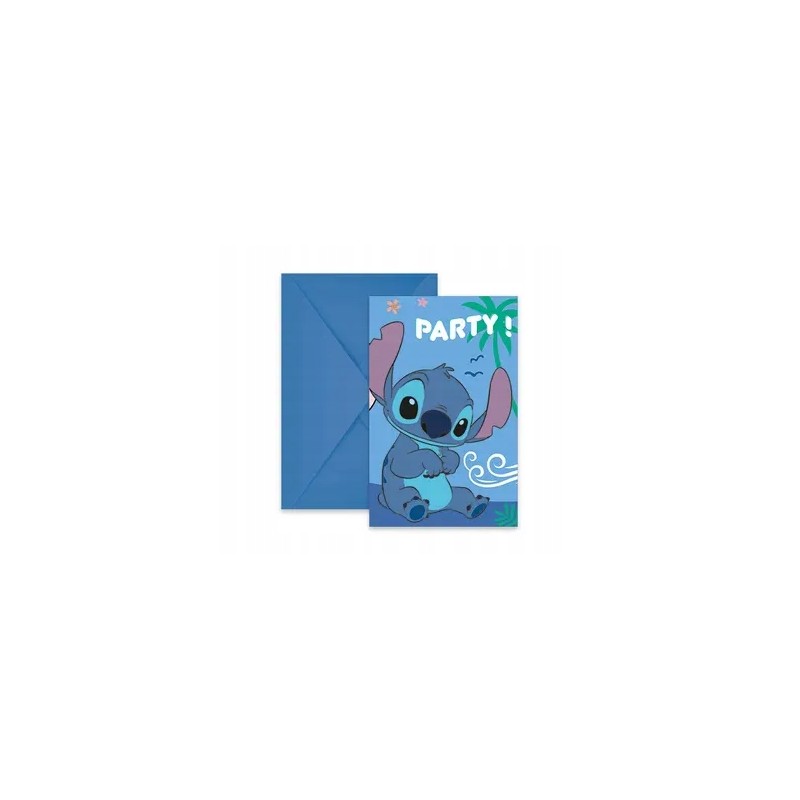 ZAPROSZENIA KOPERTY STITCH & ANGEL DISNEY 6 SZT URODZINY