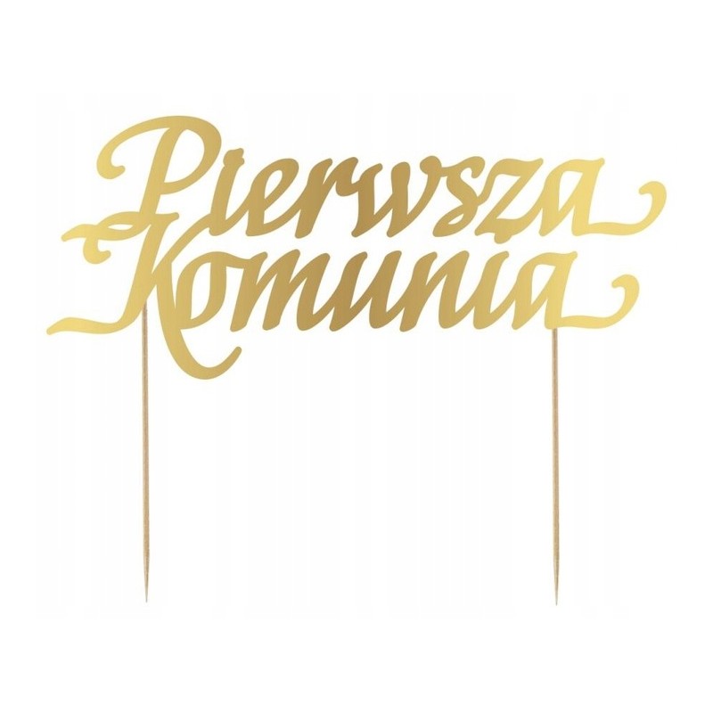 Topper Dekoracja na tort Pierwsza Komunia złoty 17x14 Toppery