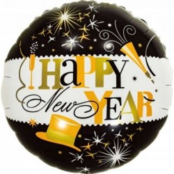 Balon Foliowy Okrągły Happy New Year Sylwester Nowy Rok