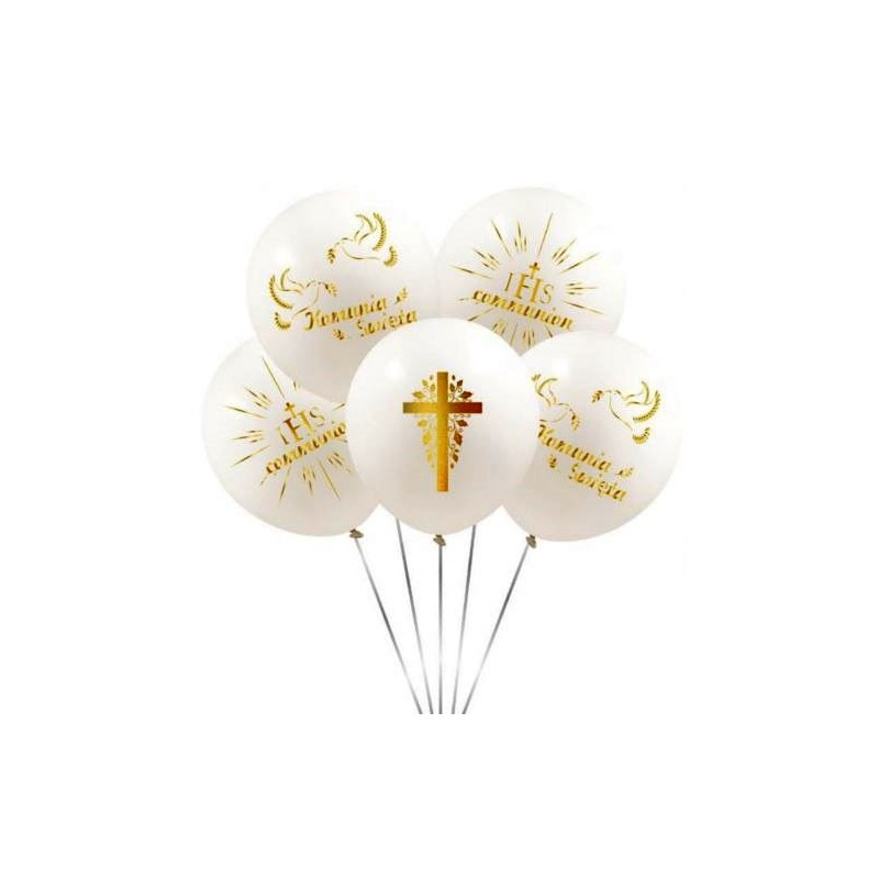 Balony Komunia Święta 12cali 6szt Balony biodegradowalne