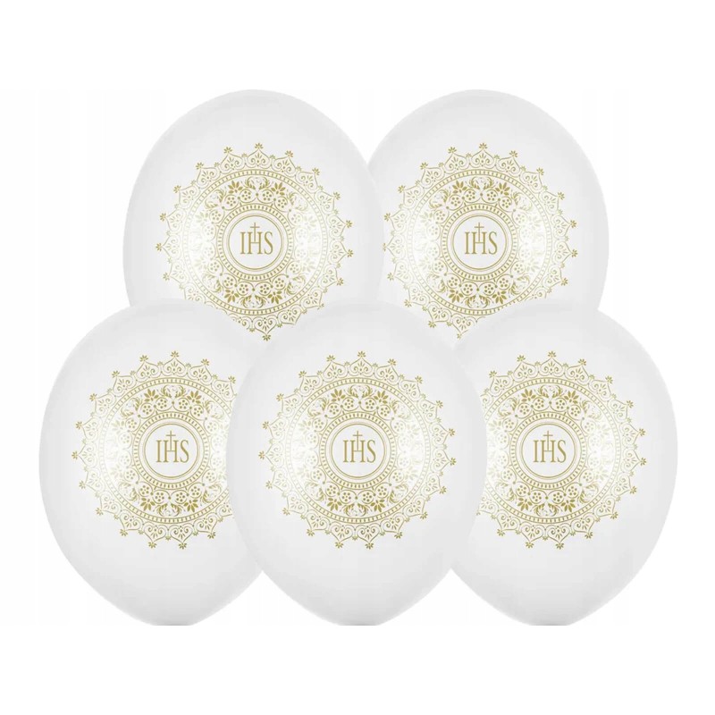 Balony Komunijne Komunia nr 4 Balon IHS złoty nadruk