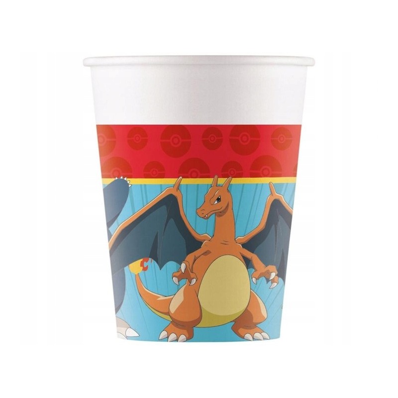 Kubeczki papierowe Pokemon, 200 ml, 8 szt. Urodziny