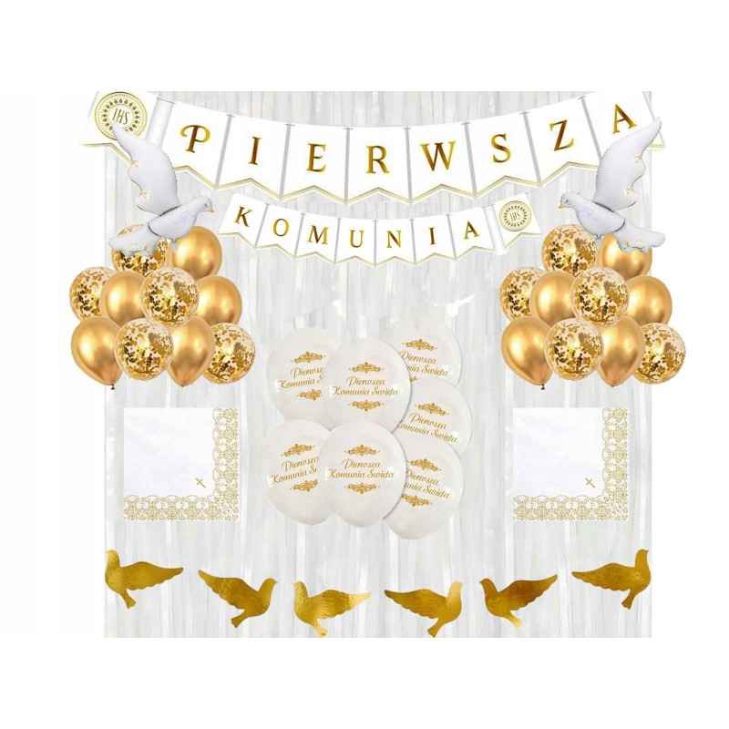 Zestaw Pierwsza Komunia Święta Balony Stojak nr 10