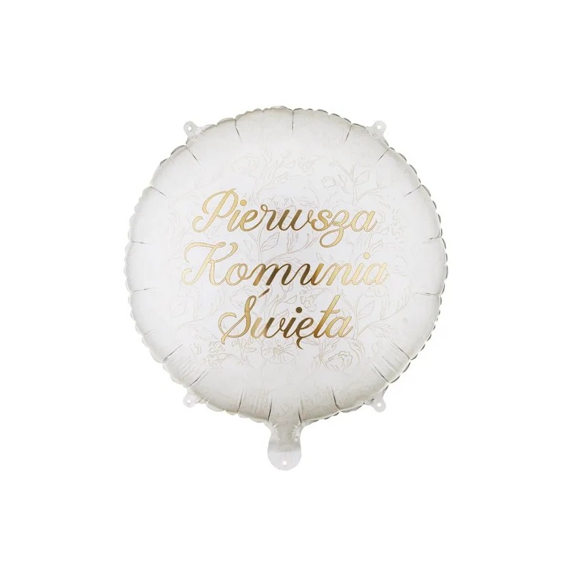 Balon Foliowy Komunijny PIERWSZA KOMUNIA ŚWIĘTA Dekoracja Okrągły 45cm