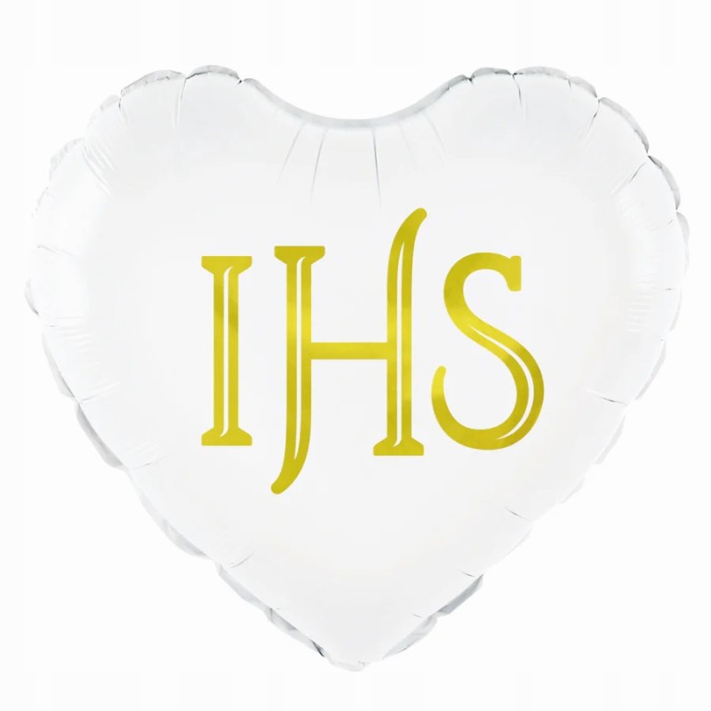 Balon foliowy w kształcie serca IHS PartyPal 45 cm biały Komunia Święta