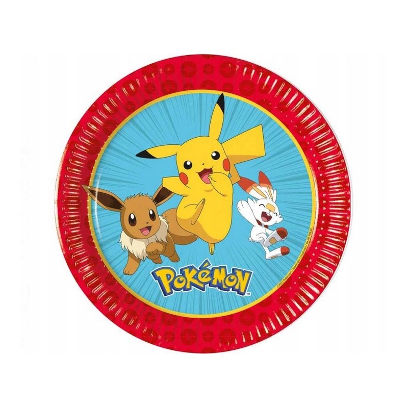 Talerzyki papierowe Pokemon 20 cm 8 szt. Urodziny