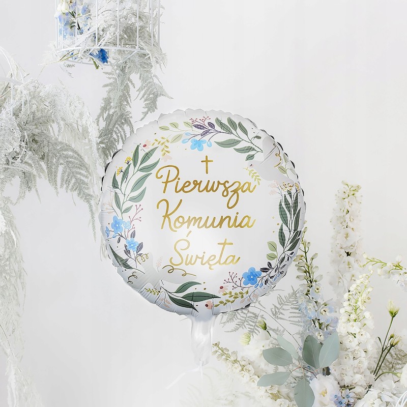 Balon foliowy PartyDeco Pierwsza Komunia Święta 45 cm wielokolorowy