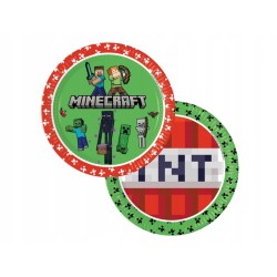 Zestaw kubeczki talerzyki serwetki obrus 37szt Minecraft Urodziny