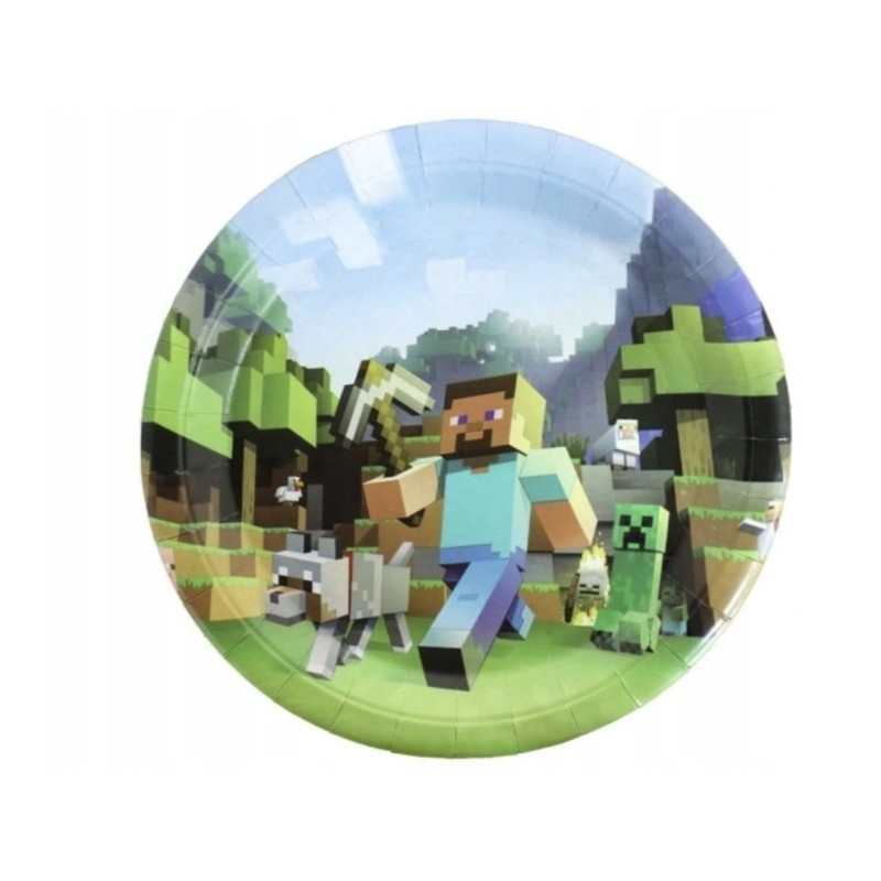 Talerzyki Talerze Papierowe PIKSELE GAMING 18 cm 10szt MINECRAFT