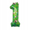 Balon 1 Urodziny Cyfra Jeden Foliowy Zielony 100 cm Minecraft Piksele