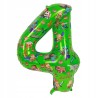 Balon 4 Urodziny Cyfra Jeden Foliowy Zielony 100 cm Minecraft Piksele