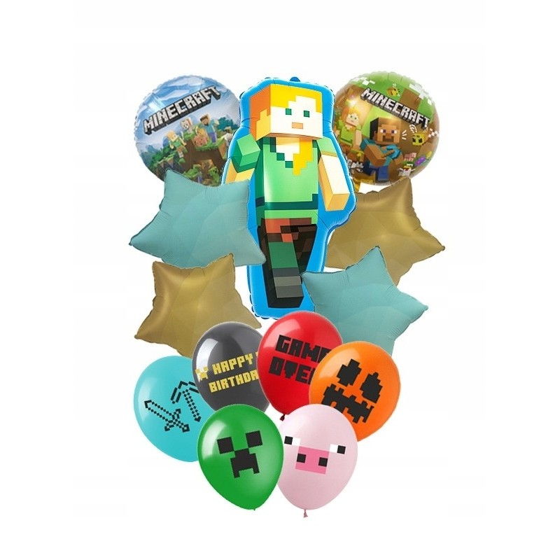 Zestaw Balonów „Minecraft” – Balony Foliowe i Gumowe z Nadrukiem
