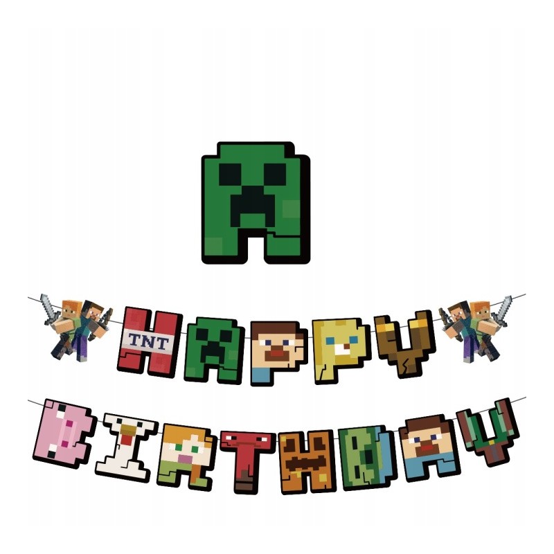 Girlanda papierowa Minecraft Happy Birthday (1 szt)