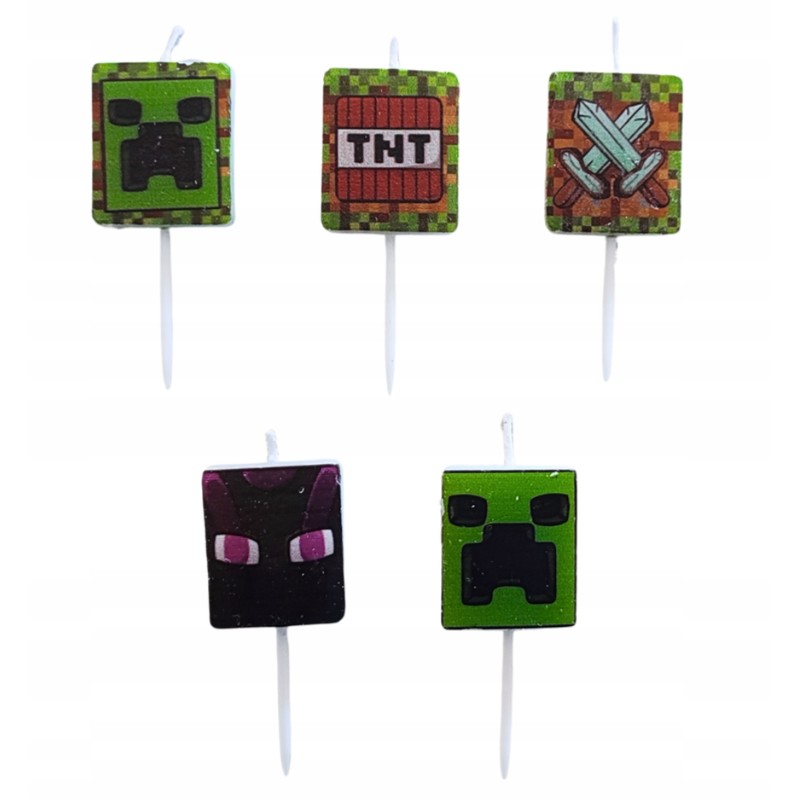 Świeczki urodzinowe 5szt op. Minecraft Piksele