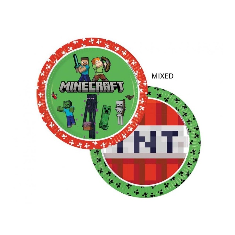 Talerzyki papierowe Minecraft 23 cm, 8 szt