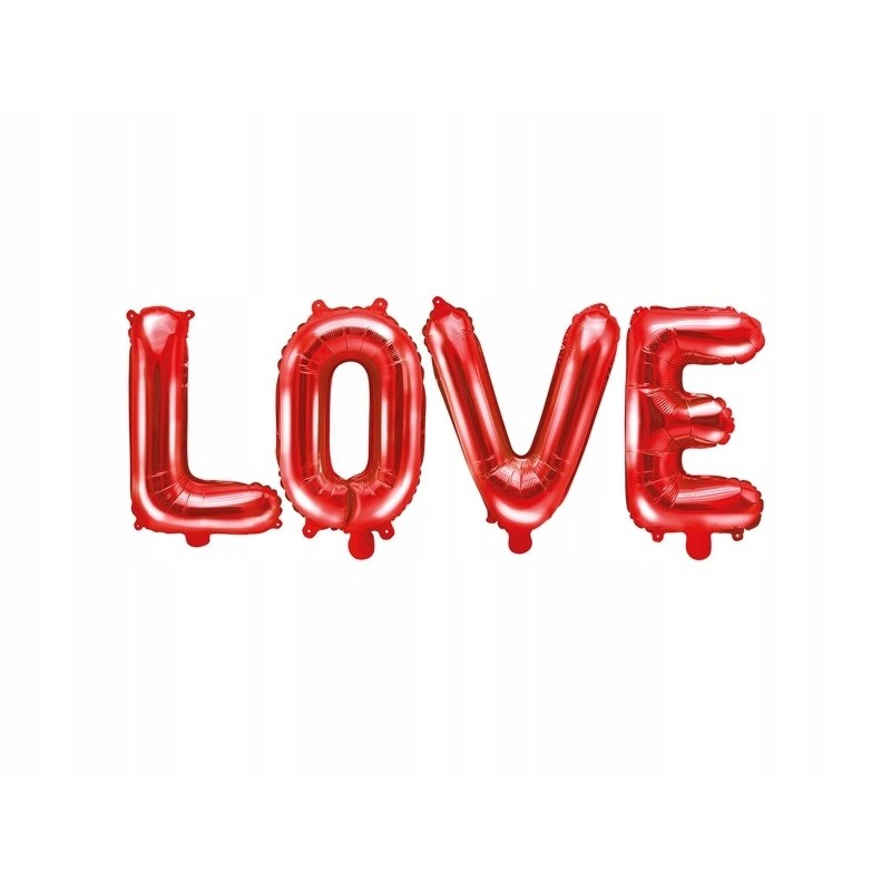 Balon foliowy Love, 140x35cm, czerwony napis