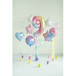Balon foliowy Cyfra ''9'', 86cm, pastelowa tęczowa Urodziny Jubileusz