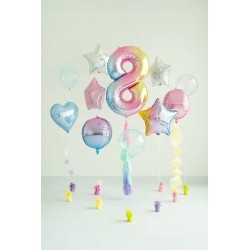 Balon foliowy Cyfra ''8'', 86cm, pastelowa tęczowa Urodziny Jubileusz