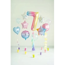 Balon foliowy Cyfra ''7'', 86cm, pastelowa tęczowa Urodziny Jubileusz
