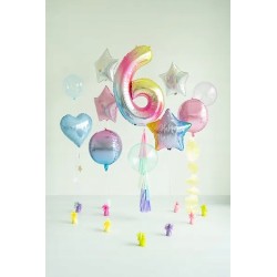 Balon foliowy Cyfra ''6'', 86cm, pastelowa tęczowa Urodziny Jubileusz