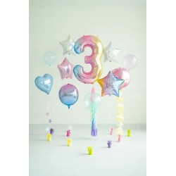 Balon foliowy Cyfra ''3'', 86cm, pastelowa tęczowa Urodziny Jubileusz