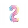 Balon foliowy Cyfra ''2'', 86cm, pastelowa tęczowa Urodziny Jubileusz
