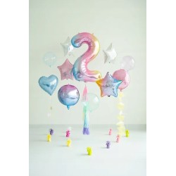 Balon foliowy Cyfra ''2'', 86cm, pastelowa tęczowa Urodziny Jubileusz