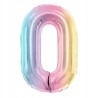 Balon foliowy Cyfra ''0'', 86cm, pastelowa tęczowa Urodziny Jubileusz
