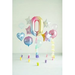 Balon foliowy Cyfra ''0'', 86cm, pastelowa tęczowa Urodziny Jubileusz