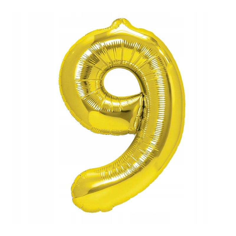 Balon Foliowy złota cyfra 9 - 100 cm Hel