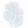 Balon przezroczysty konfetti j. niebieskie 5 sztuk