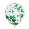 Balon przezroczysty konfetti zielone 5 sztuk